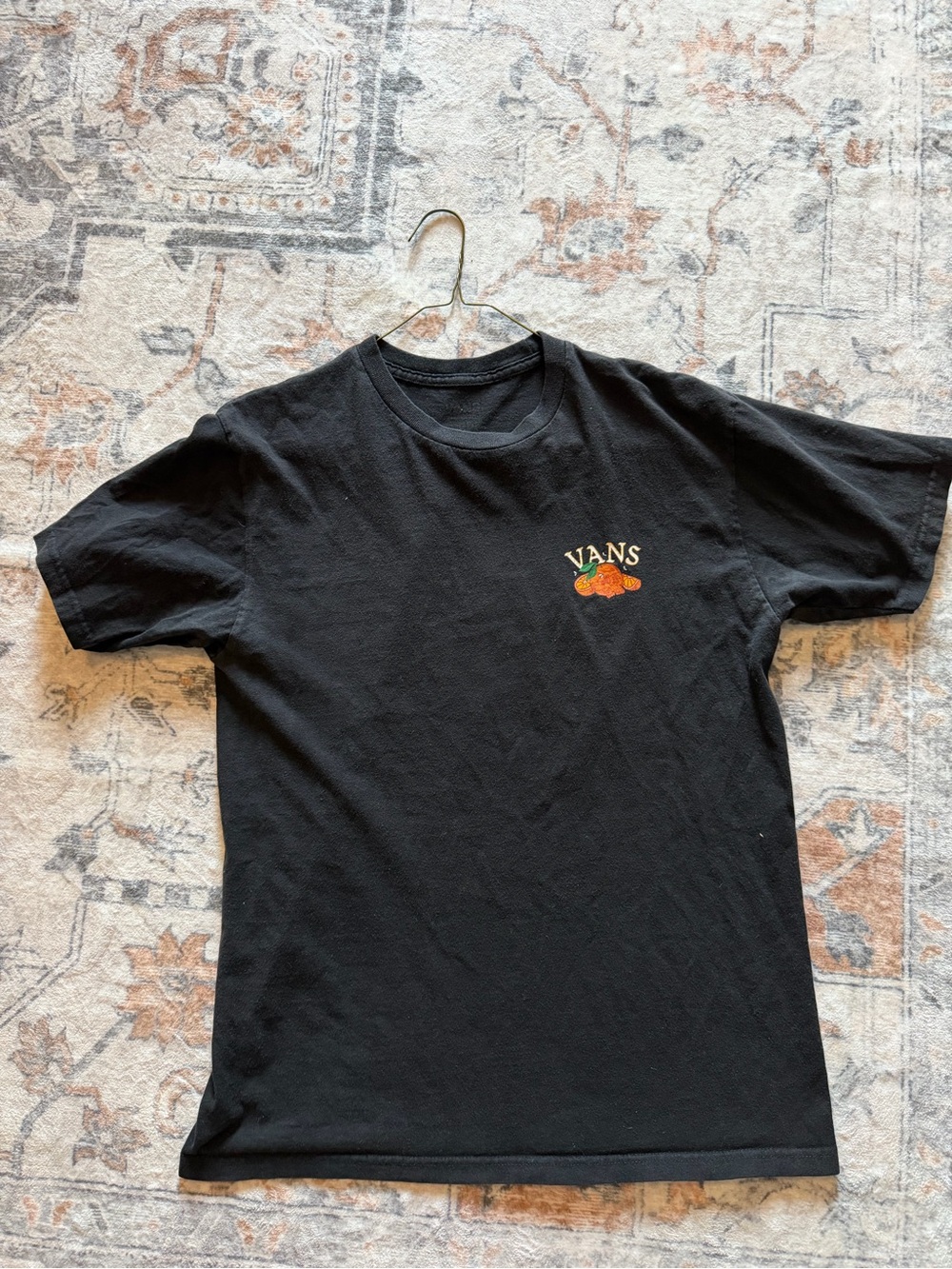 Vans Men's Orange Citrus Graphic Tee Black Short Sleeve Tshirt Vintage Vibe